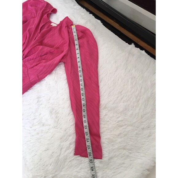 Ronny Kobo Astrid Dress Puff sleeves Gown Pink Party Wedding Size L V Neck $568 - Picture 10 of 12